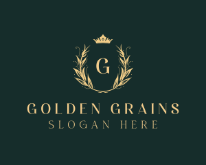 Golden Crown Wreath logo design