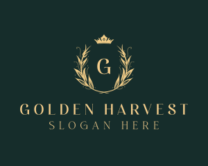 Golden Crown Wreath logo design