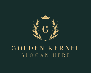 Golden Crown Wreath logo design