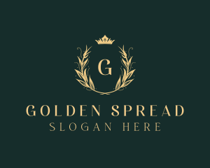 Golden Crown Wreath logo design