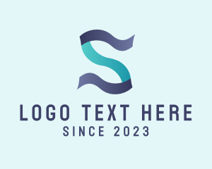 Modern Digital Letter S Ribbon logo