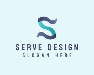 Modern Digital Letter S Ribbon logo design