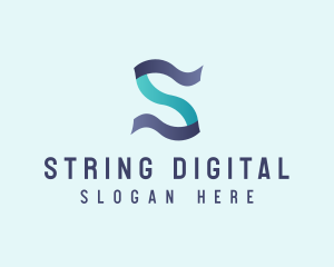 Modern Digital Letter S Ribbon logo design