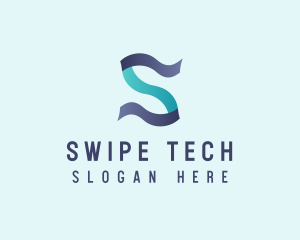 Modern Digital Letter S Ribbon logo design