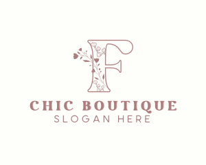Chic Floral Boutique Letter F logo