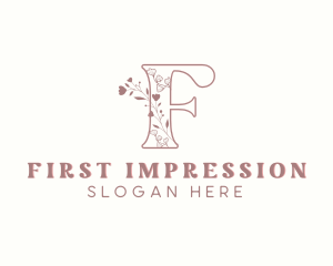 Chic Floral Boutique Letter F logo design