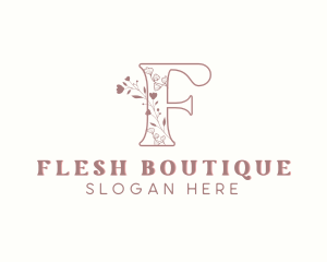 Chic Floral Boutique Letter F logo design