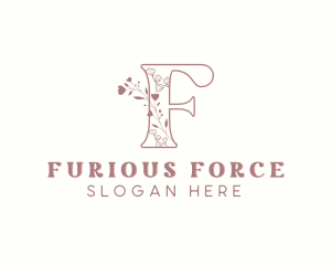 Chic Floral Boutique Letter F logo design