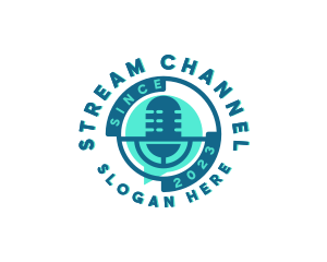 Microphone Streaming Podcast logo design