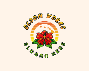 Hawaii Hibiscus Flower logo design