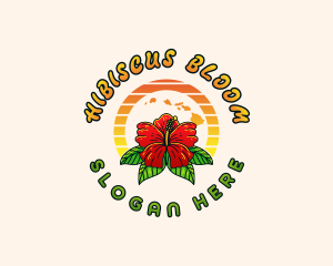 Hawaii Hibiscus Flower logo design