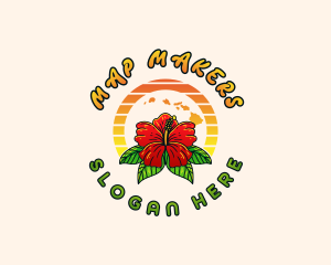 Hawaii Hibiscus Flower logo design