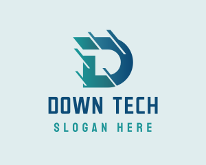 Tech Lines Letter D logo design