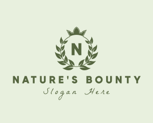 Natural Crown Wreath Leaf logo design