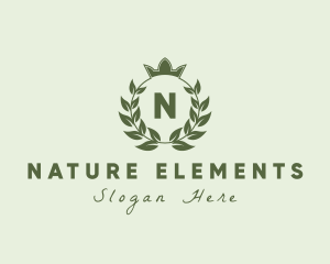 Natural Crown Wreath Leaf logo design