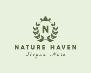 Natural Crown Wreath Leaf logo design