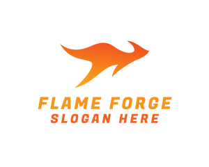 Flame Kangaroo Animal logo design