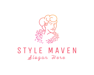 Woman Strapless Fur Dress logo design