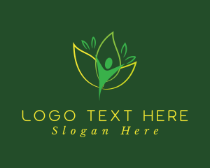 Green Human Leaf Flower logo