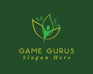 Green Human Leaf Flower Logo