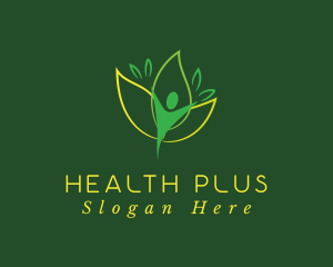 Green Human Leaf Flower logo