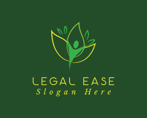Green Human Leaf Flower logo