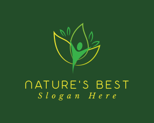 Green Human Leaf Flower logo