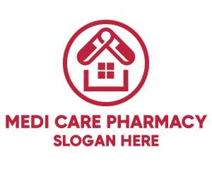 Red Pharmacy House logo design