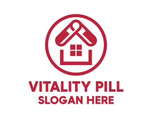 Red Pharmacy House logo design