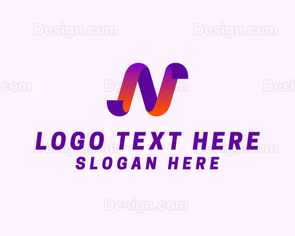 Tech Ribbon Letter N Logo