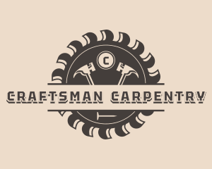 Hammer Saw Carpenter logo design