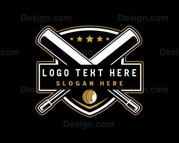 Cricket Bat Ball Emblem Logo