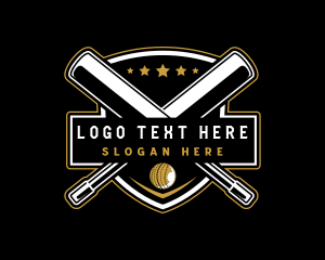 Cricket Bat Ball Emblem Logo