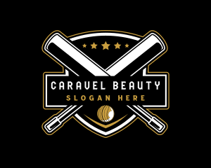 Cricket Bat Ball Emblem logo design