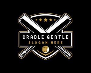 Cricket Bat Ball Emblem logo design