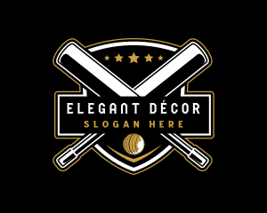 Cricket Bat Ball Emblem logo design