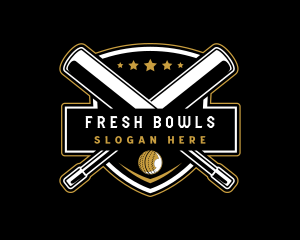 Cricket Bat Ball Emblem logo design