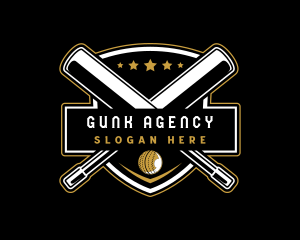 Cricket Bat Ball Emblem logo design