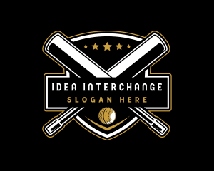 Cricket Bat Ball Emblem logo design