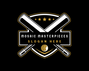 Cricket Bat Ball Emblem logo design