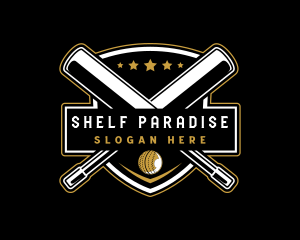 Cricket Bat Ball Emblem logo design