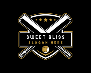 Cricket Bat Ball Emblem logo design