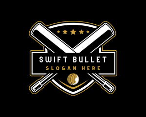 Cricket Bat Ball Emblem logo design