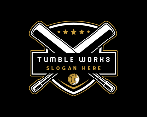 Cricket Bat Ball Emblem logo design