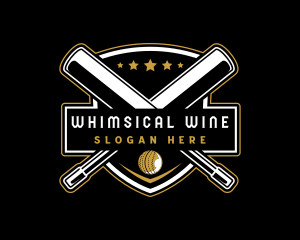 Cricket Bat Ball Emblem logo design