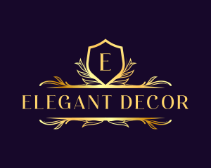 Floral Shield Decorative logo design