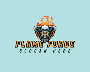 Flame Viking Warrior logo design