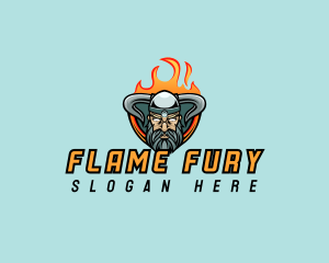 Flame Viking Warrior logo design