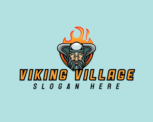 Flame Viking Warrior logo design