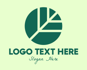Round Green Environmental Leaf logo design